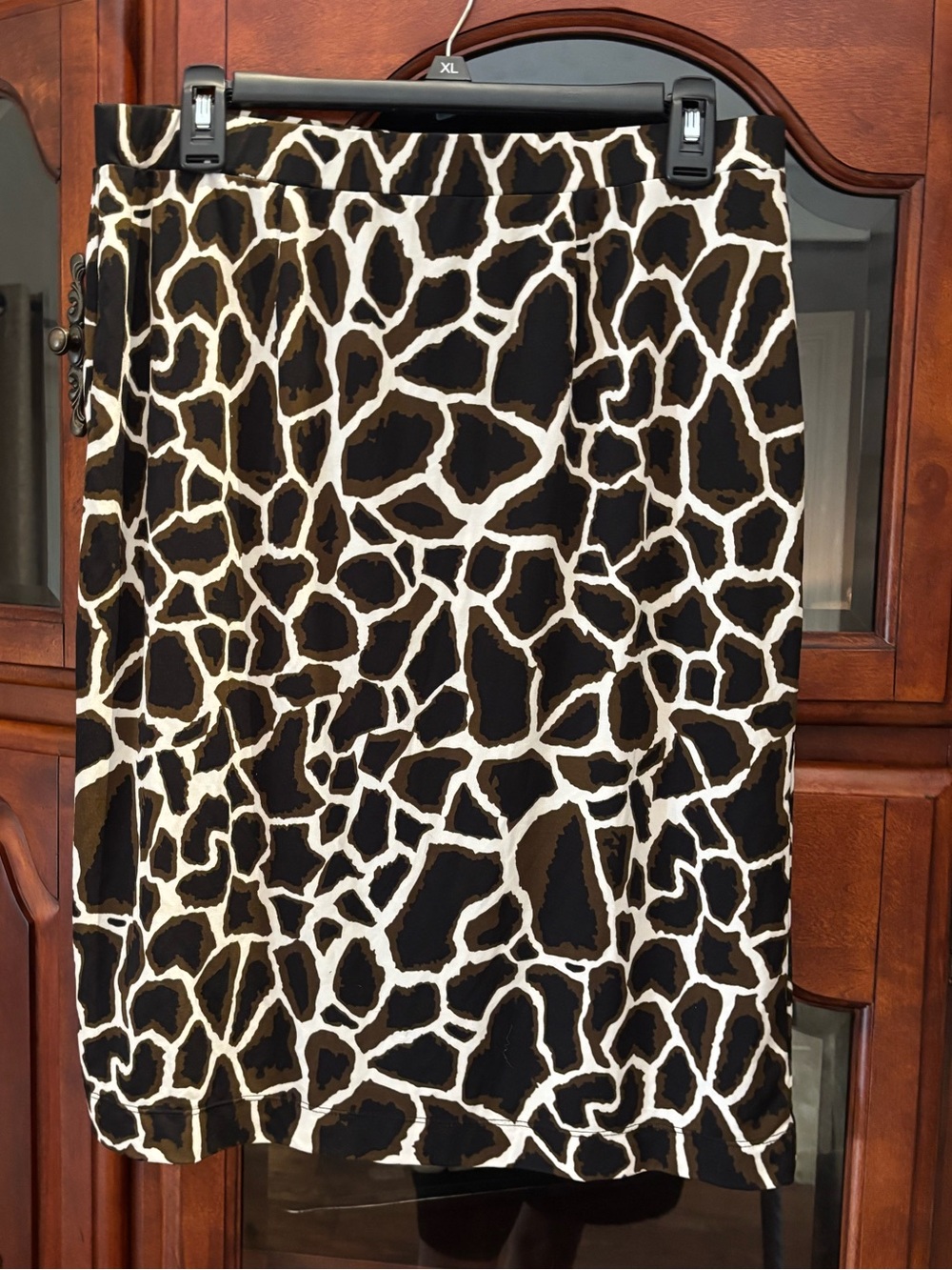 Animal Print Stretchy Pencil Midi Skirt